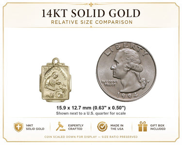 14kt Solid Gold Small St. Ann Medal Pendant | 5/8 x 1/2 | Handcrafted in USA by Bliss