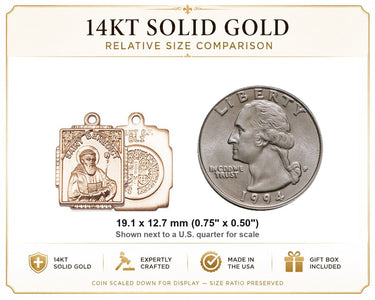 Colgante Medalla de San Benito mediana de oro macizo de 14 kt | 1,9 cm x 1,3 cm | Hecho a mano en EE. UU. por Bliss