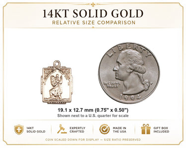 Medalla Colgante de Oro Macizo de 14 kt, Mediana, San Cristóbal Patrono | 1,9 x 1,27 cm | Hecho en EE. UU. por Bliss