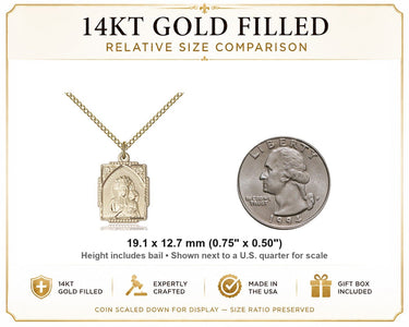 Collar de medalla de la Virgen de Częstochowa mediana bañada en oro | Colgante de 3/4 x 1/2 | Cadena de 18" | Hecho en EE. UU. por Bliss