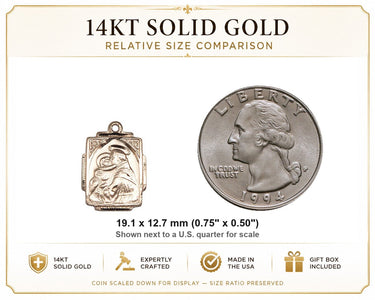 14K Solid Gold St. Anthony Medal Pendant – Medium 3/4″ x 1/2″