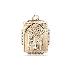 Colgante de Medalla de la Divina Misericordia Pequeña de Oro Macizo de 14kt | 1,59 x 1,27 cm | Hecho en EE. UU. por Bliss