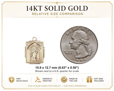 14kt Solid Gold Small Divine Mercy Medal Pendant | 5/8 x 1/2 | USA Made by Bliss