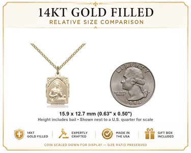14kt Gold Filled Small St. Gerard Patron Saint Medal Necklace | 5/8 x 1/2 | 18" Chain | USA Made by Bliss