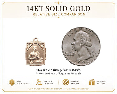 14kt Solid Gold Small St. Gerard Patron Saint Medal Pendant | 5/8 x 1/2 | USA Made by Bliss
