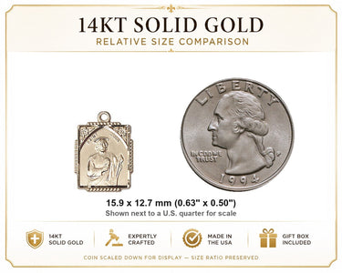 14kt Solid Gold Small St. Jude Medal Pendant | 5/8" x 1/2" | Handcrafted in USA by Bliss
