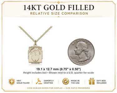 14kt Gold Filled Medium St. Maria Faustina Medal Necklace | 3/4 X 1/2 Pendant | 18" Chain | USA Made by Bliss