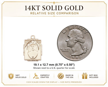 14kt Solid Gold Medium St. Maria Faustina Medal Pendant | 3/4 x 1/2" | USA Made by Bliss