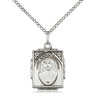 Sterling silver St. Maria Faustina patron saint medal necklace, 3/4 x 1/2 inch pendant on 18 inch chain, Bliss Manufacturing