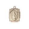 Small solid 14kt gold Miraculous Medal pendant, 5/8 inch by 1/2 inch, handmade by Bliss Manufacturing USA