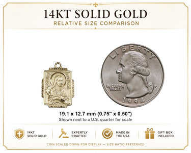 Colgante Medalla de Santa María Goretti de Oro Macizo de 14kt | 3/4 x 1/2 | Hecho en EE. UU. por Bliss