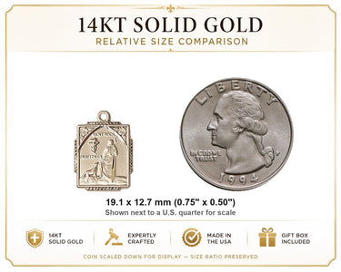 Medalla de San Roque mediana de oro macizo de 14 quilates | 1,9 x 1,3 cm | Hecho a mano en EE. UU. por Bliss