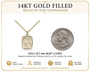 14kt Gold Filled Small St. Theresa Patron Saint Medal Necklace | 5/8x1/2" | 18" Chain | USA Made by Bliss