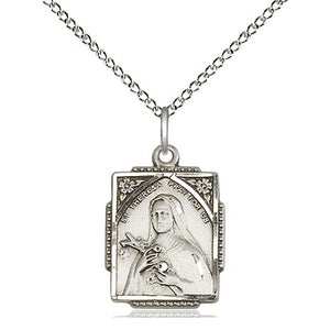 Collar de Plata de Ley con Medalla Pequeña de Santa Teresa | 1,5 cm x 1,2 cm | Cadena de 45 cm | Bliss