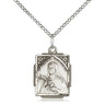Small Sterling Silver St. Theresa Medal Necklace 5/8 x 1/2 inch with 18 inch chain by Bliss Manufacturing