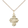 14kt Gold Filled Small 5-Way Motherhood Medal Necklace with 18 inch Chain, Handcrafted by Bliss