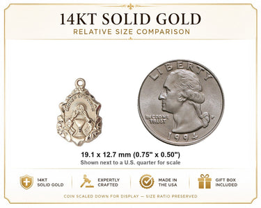 Colgante Medalla Mediana Madre de un Sacerdote de Oro Macizo de 14kt | 1.9 cm x 1.27 cm | Hecho a mano en EE. UU. por Bliss