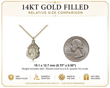 14kt Gold Filled Medium Divine Mercy Necklace | 3/4 x 1/2 Pendant | 18" Chain | USA Made by Bliss