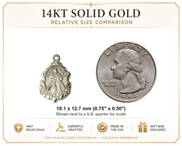 14kt Solid Gold Medium Divine Mercy Medal Pendant | 3/4 x 1/2 | USA Made by Bliss