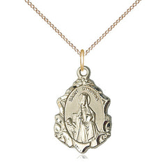 14kt Gold Filled St. Dymphna Patron Saint Medal Necklace 3/4 x 1/2 with 18 inch Curb Chain by Bliss