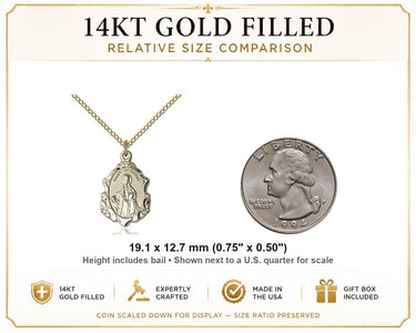 14K Gold Filled St. Dymphna Pendant Necklace – Medium Patron Saint Medal