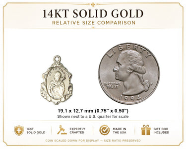 14kt Solid Gold St. Francis Medal 3/4" x 1/2" | USA Handcrafted | Bliss