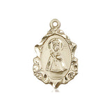 14kt solid gold Infant of Prague medal pendant 3/4 inch by 1/2 inch handcrafted by Bliss Manufacturing USA