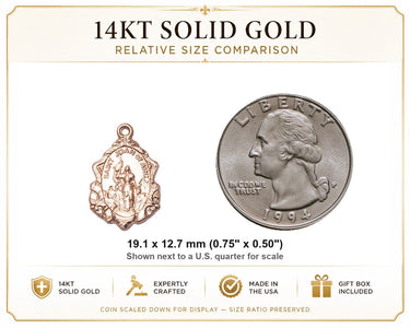 Colgante de medalla mediana de Santa Juana de Arco de oro macizo de 14 kt | 1,9 cm x 1,3 cm | Hecho a mano en EE. UU. por Bliss