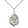 Sterling silver St. Joan of Arc patron saint medal necklace with 18 inch chain, 3/4 x 1/2 inch pendant, handcrafted in USA by Bliss Manufacturing