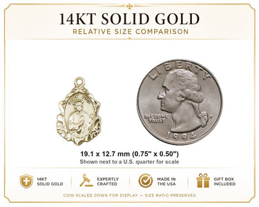 14kt Solid Gold Medium St. Jude Medal Pendant | 3/4" X 1/2" | Handcrafted in USA by Bliss