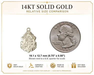 14kt Solid Gold Medium St. Joseph Patron Saint Medal Pendant | 3/4" x 1/2" | Handcrafted in USA by Bliss