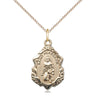 14kt Gold Filled St. Peregrine patron saint medal necklace with 18-inch curb chain, handcrafted by Bliss