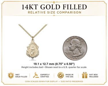 14kt Gold Filled Medium St. Peregrine Patron Saint Medal Necklace | 3/4 x 1/2 Pendant | 18" Curb Chain | USA Made by Bliss