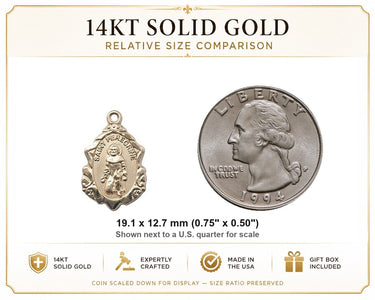 14kt Solid Gold St. Peregrine Medal Pendant | 3/4 x 1/2 | Medium | Bliss