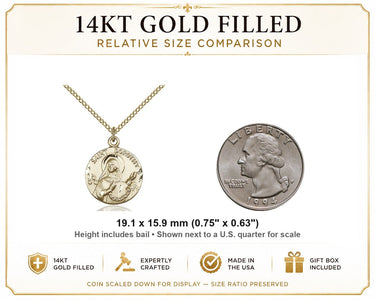 Collar de Medalla de Santa Dorotea en Oro Laminado de 14K | 3/4 x 5/8 | Cadena de 18" | Hecho en EE. UU. por Bliss