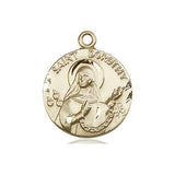 14kt solid gold St. Dorothy patron saint medal pendant, 3/4 x 5/8 inches, handcrafted by Bliss Manufacturing