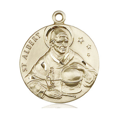 14kt Solid Gold Medium St. Albert the Great Medal Pendant | 1 x 7/8 | Handcrafted in USA by Bliss