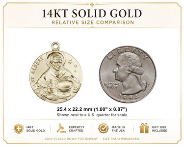 14kt Solid Gold Medium St. Albert the Great Medal Pendant | 1 x 7/8 | Handcrafted in USA by Bliss