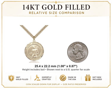 14kt Gold Filled St. Sebastian Medal Necklace | 1 x 7/8 | 24" Chain | USA Made by Bliss