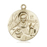 14kt Solid Gold St. Bernard of Montjoux Patron Saint Medal Pendant 1 x 7/8 inches by Bliss