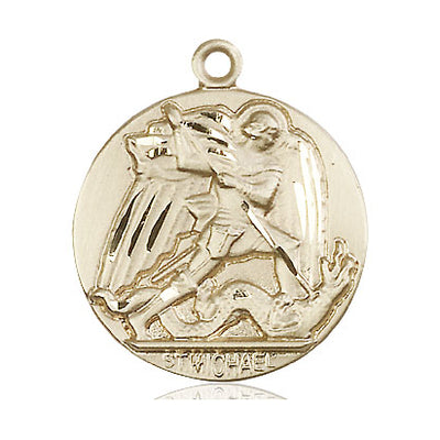 14kt Solid Gold Medium St. Michael the Archangel Medal Pendant | 1" x 7/8" | Handcrafted in USA by Bliss
