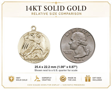 14kt Solid Gold Medium St. Michael the Archangel Medal Pendant | 1" x 7/8" | Handcrafted in USA by Bliss