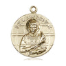 14kt solid gold St. Lawrence patron saint medal pendant, 1 inch by 7/8 inch, handcrafted by Bliss Manufacturing