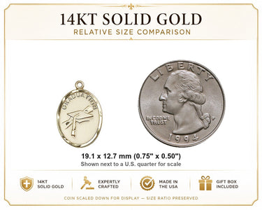 Colgante de medalla de graduación mediana de oro macizo de 14kt | 1.9 cm x 1.3 cm | Hecho a mano en EE. UU. por Bliss