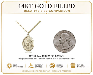 14kt Gold Filled Medium Catholic Chalice Pendant Necklace | 3/4" x 1/2" | 18" Chain | USA Made by Bliss