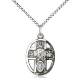 Sterling silver 5-Way Chalice medal necklace 3/4 x 1/2 inches with 18 inch chain by Bliss Manufacturing