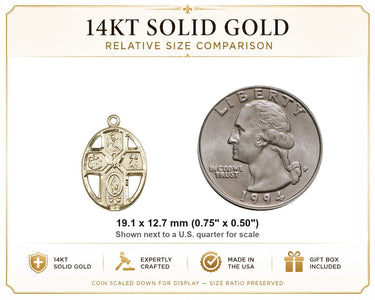14kt Solid Gold Medium Catholic 5-Way Holy Spirit Medal Pendant | 3/4 x 1/2 | Handcrafted in USA by Bliss