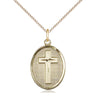 14kt gold filled medium Catholic cross necklace with 3/4 inch pendant and 18 inch chain by Bliss