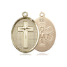 14kt solid gold medium Catholic cross and EMT medal pendant 3/4 x 1/2 inch handcrafted by Bliss Manufacturing USA