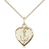 14kt Gold Filled Small Catholic heart Communion pendant necklace 5/8 x 1/2 inches on 18 inch chain by Bliss